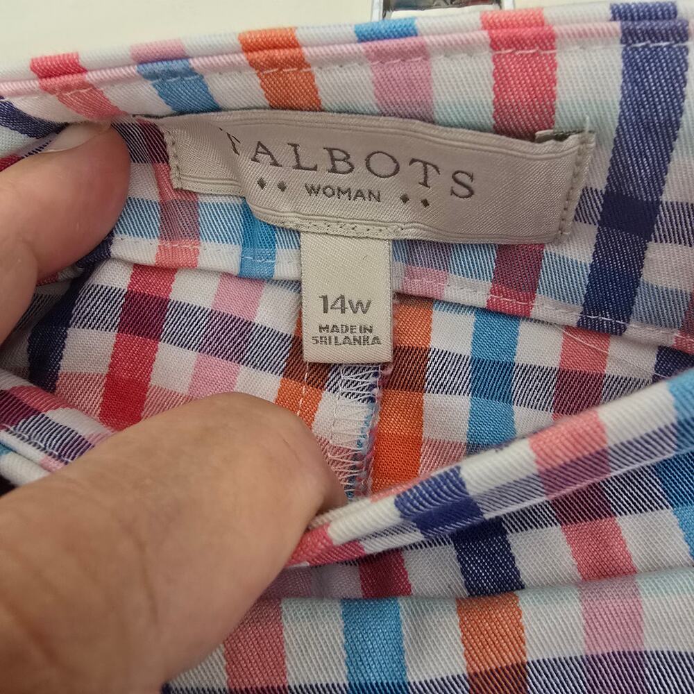 Talbots Check Plaid Skort Shorts Gingham Multi Color Stretch Size 14W - Picture 7 of 9